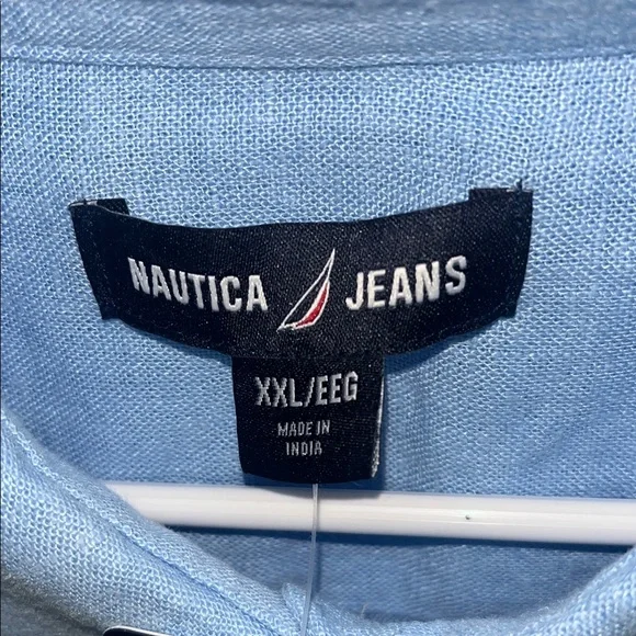 Nautica Linen Blend Light Blue Button-Down Shirt Women’s - Picture 3 of 8